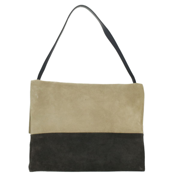 CELINE Shoulder Bag Suede Beige Blue black Auth ar8501 - Picture 3 of 16